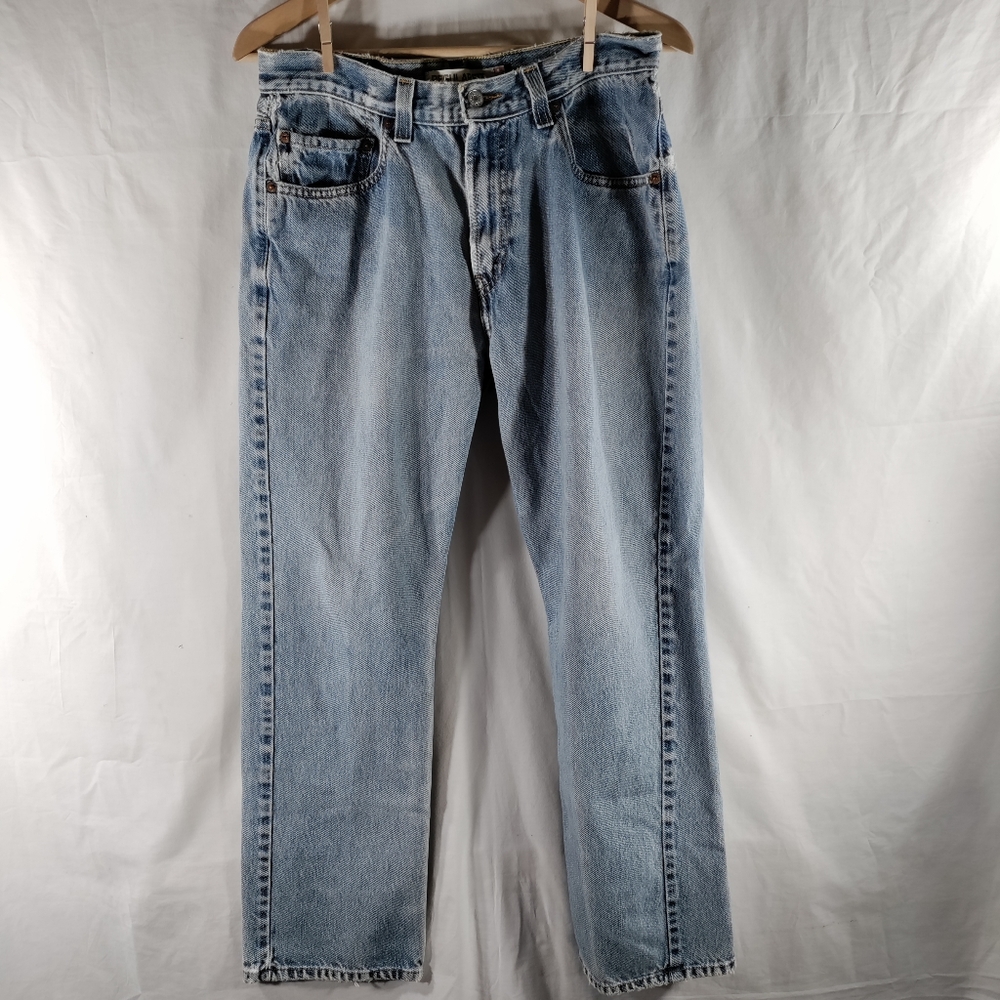 Levi's 505 Regular Fit Straight Jeans Mens Sz 32x30 Very Distressed Light Blue M